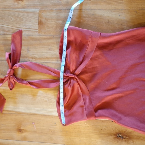 BCBGMaxAzria Halter Maxi Satin Dress Brick Red Size XS - Picture 4 of 10